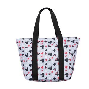 Disney Mickey & Minnie Gray Iconic‎ Print Heart Travel Tote Bag~ Licensed NWT